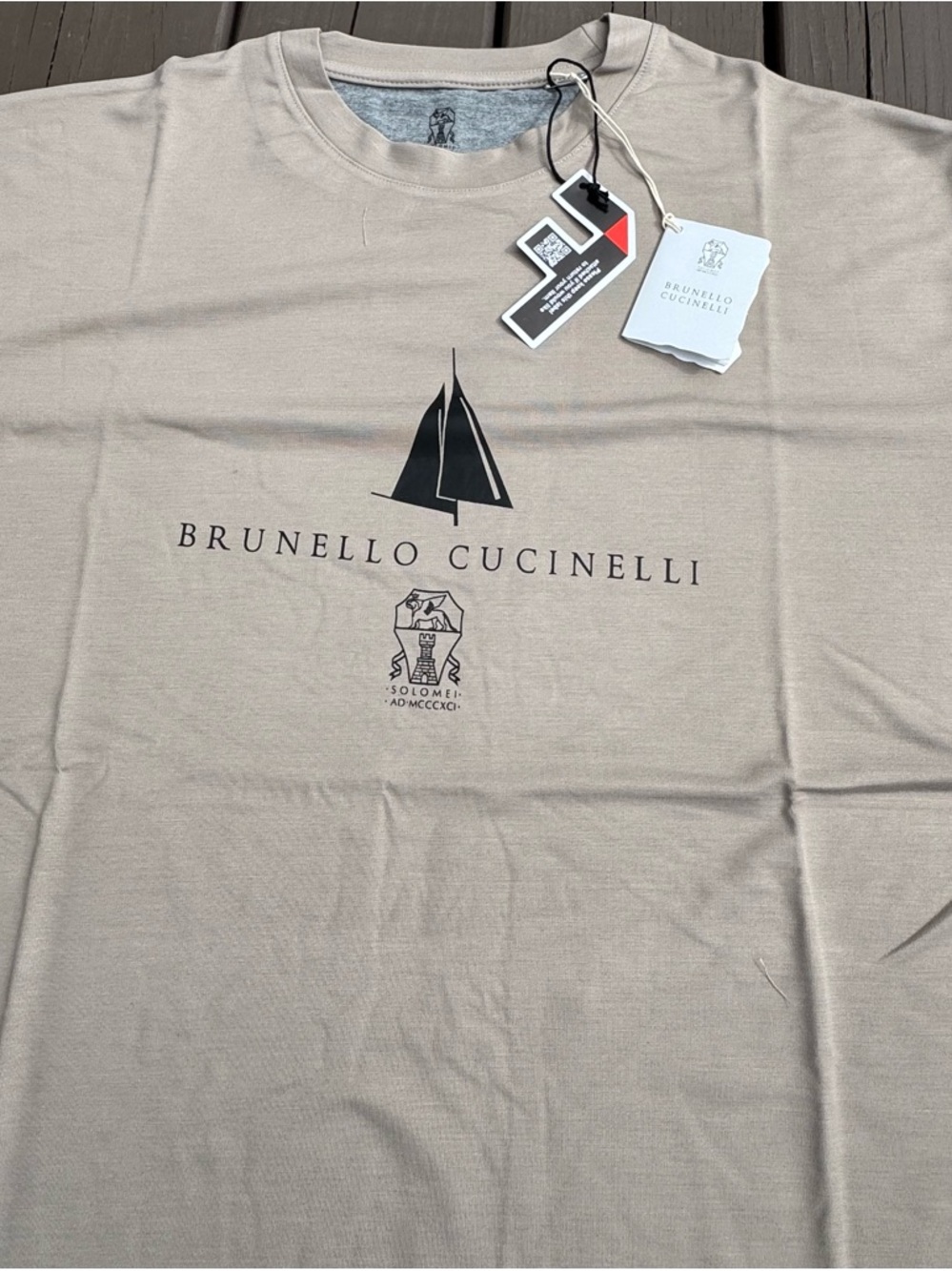Brunello Cucinelli Beige Logo Crewneck T-Shirt